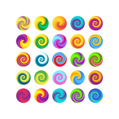 Vibrant colorful abstract gradient blurs design elements. Creative shapes in spheres.