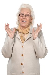 Portrait of old Woman, Isolated on Transparent Background