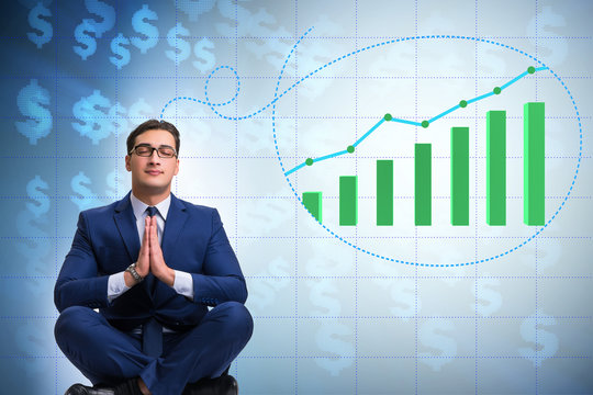 Businessman dreaming of economy and market recovery growth