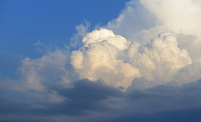 White clouds on the blue sky background