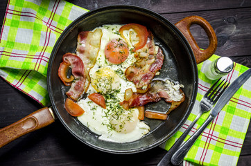 Iron pans and bacon eggs