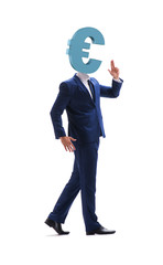 Businessman with euro sign instead of head
