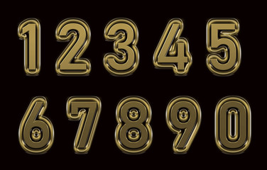 Gold numbers set 3d illustration
