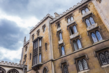 New court building, the river side facade which is linked with Bridge of Sighs, Cambridge, England