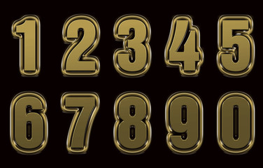 Gold numbers set 3d illustration
