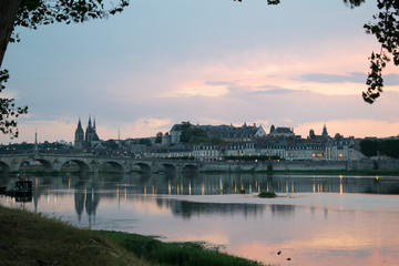 Loire river sunset - obrazy, fototapety, plakaty