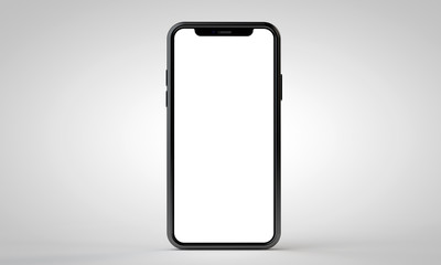 Modern frameless smartphone 3D mock up with blank white screen. 3D Rendering