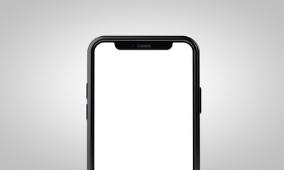 Modern frameless smartphone 3D mock up with blank white screen. 3D Rendering