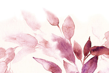 watercolor texture background pink leaves