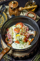 Iron pans and bacon eggs