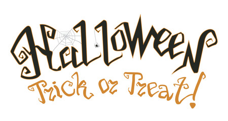 Happy halloween. Vector illustration with web and spider. Trick or treat