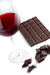 Dark Chocolate Bar and a Glass of Wine