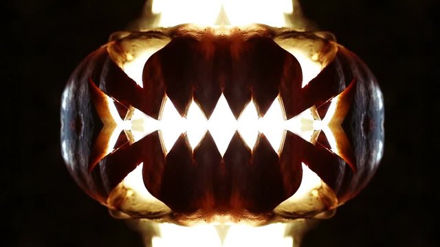 Burning pumpkin on Halloween. Looped