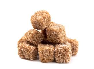 Brown Sugar Cubes on a White Background