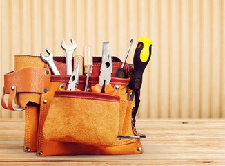 Tool belt with tools  on  background