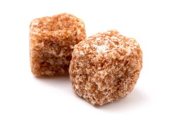 Brown Sugar Cubes on a White Background