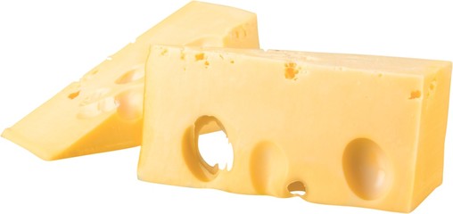 Pieces of Cheese Isolated on White