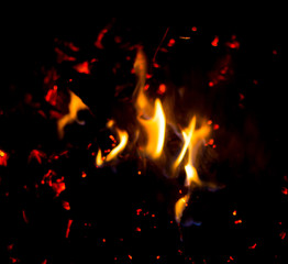 Fototapeta na wymiar Flame of fire with sparks on a black background