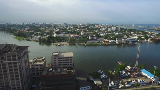 Smooth Daytime Aerial Shot of Victoria Island and Lekki, Lagos, Nigeria