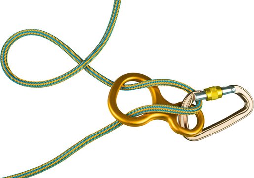 Carabiner and Ropes with Descender - Isolated