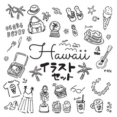 ハワイ　海外旅行　イラスト　セット