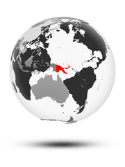 Papua New Guinea on political globe