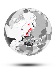 Norway on political globe
