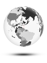 Caribbean on political globe