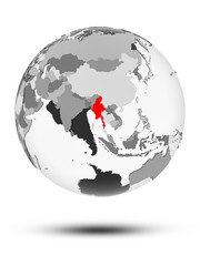 Myanmar on political globe