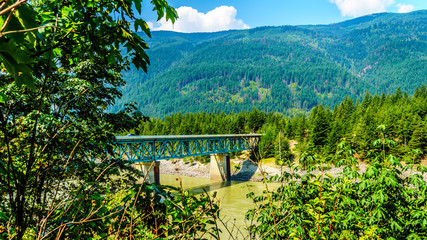 Naklejka premium The Cog Harrington Bridge between the towns of Boston Bar and North Bend in the Fraser canyon in British Columbia, Canada