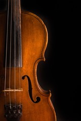 Front View of a Violin, Isolated on Black