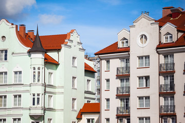 Beautiful classical facade of an old light buildings