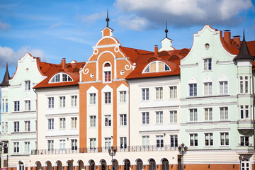 Obraz premium Beautiful classical facade of an old light buildings