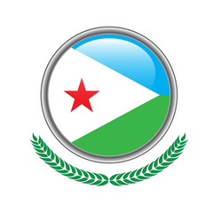 Djibouti flag button. Djibouti flag icon. Vector illustration of djibouti flag on white background.