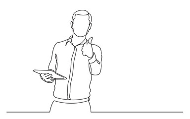 continuous line drawing of walking businessman in suit