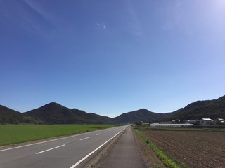 山に向かって伸びる田舎道