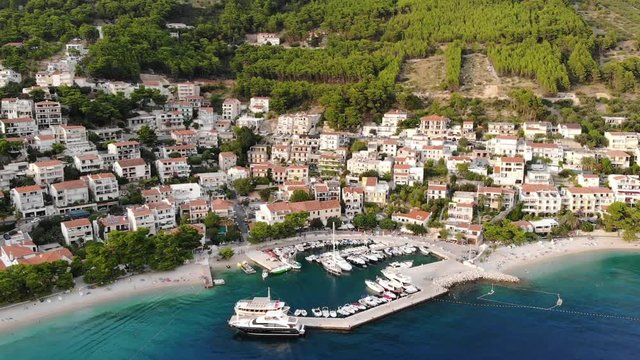 Aerial view of Brela insummer, Croatia