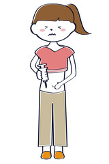 おなかに注射をするポニーテールの女性