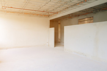 construction site interior building plan development on housing with copy space add text