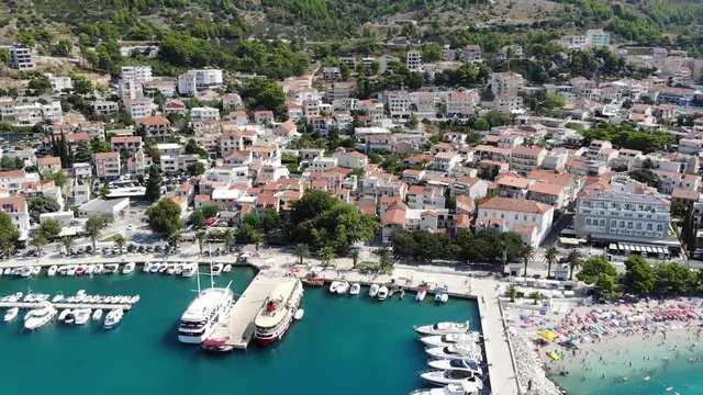 Aerial view of Baska Voda in summer, Croatia