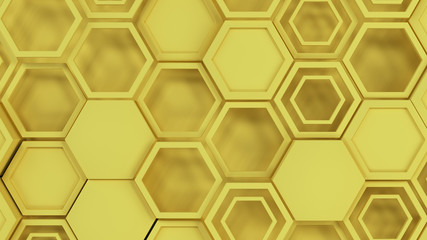 Abstract 3d background made of yellow hexagons