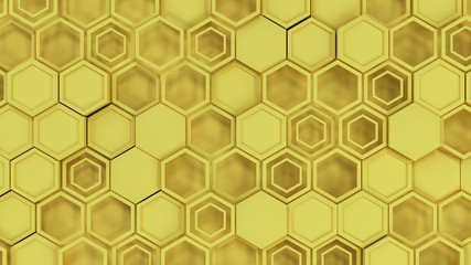 Abstract 3d background made of yellow hexagons