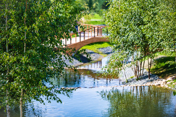 Beautiful city park in South Butovo. Moscow. Russia