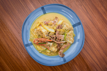 Thai food, Pu pad phong Kari, crab fried with curry power and some coconut milk