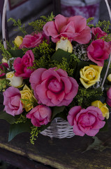 arrangement of roses in flower market stall beautiful bouquet of flowers