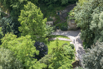 Fototapeta na wymiar Top view of the Petrus River valley in the center of Luxembourg