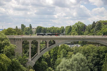 Fototapeta na wymiar Fragment of the Adolf Bridge in the center of Luxembourg