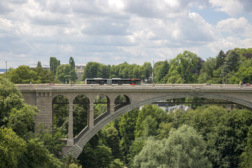 Fragment of the Adolf Bridge in the center of Luxembourg