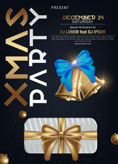 Luxury poster for a Christmas party. Christmas tree on a black background. Celebratory background