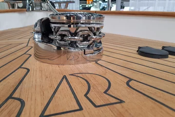 Foto auf Acrylglas New windlass for anchoring on the deck of a sailing yacht © chocolatefather